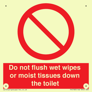 PH5783: Do not flush wet wipes or moist tissues down the toilet
