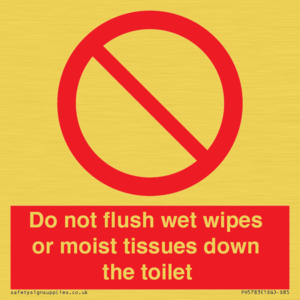 PH5783: Do not flush wet wipes or moist tissues down the toilet