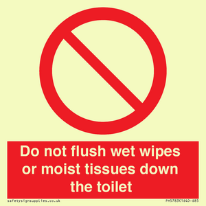 PH5783: Do not flush wet wipes or moist tissues down the toilet