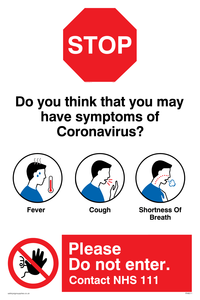 PH6011: Stop Do you think that you may have symptoms of Coronavirus?