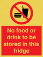 PH7882: No food or drink to be stored in this fridge