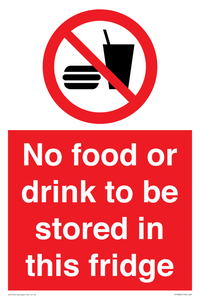 PH7882: No food or drink to be stored in this fridge