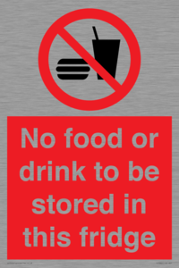 PH7882: No food or drink to be stored in this fridge