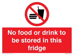 PH7882: No food or drink to be stored in this fridge