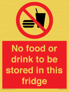 PH7882: No food or drink to be stored in this fridge