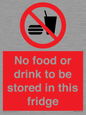 PH7882: No food or drink to be stored in this fridge