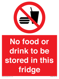 PH7882: No food or drink to be stored in this fridge