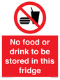 PH7882: No food or drink to be stored in this fridge