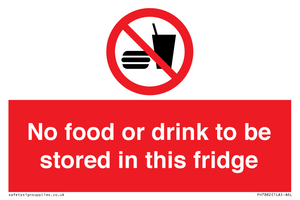 PH7882: No food or drink to be stored in this fridge