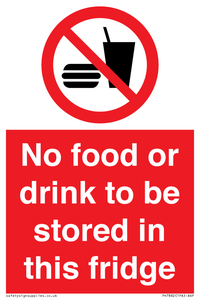 PH7882: No food or drink to be stored in this fridge