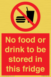 PH7882: No food or drink to be stored in this fridge