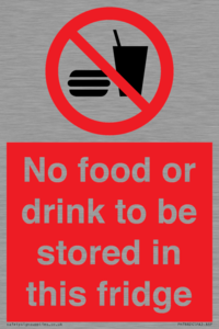 PH7882: No food or drink to be stored in this fridge