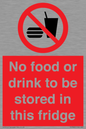 PH7882: No food or drink to be stored in this fridge