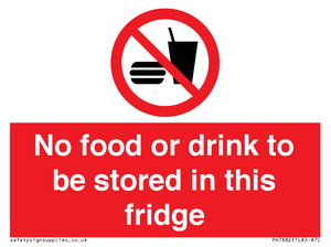 PH7882: No food or drink to be stored in this fridge