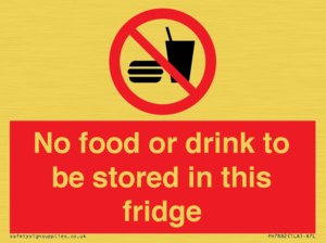 PH7882: No food or drink to be stored in this fridge