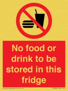 PH7882: No food or drink to be stored in this fridge