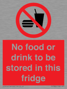 PH7882: No food or drink to be stored in this fridge