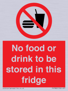 PH7882: No food or drink to be stored in this fridge