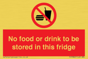 PH7882: No food or drink to be stored in this fridge