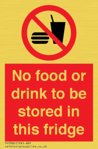 PH7882: No food or drink to be stored in this fridge
