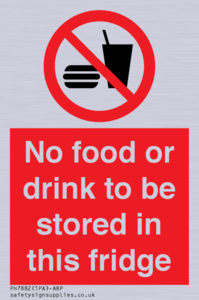 PH7882: No food or drink to be stored in this fridge