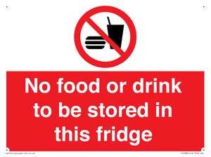 PH7882: No food or drink to be stored in this fridge