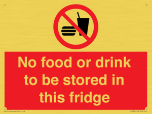 PH7882: No food or drink to be stored in this fridge