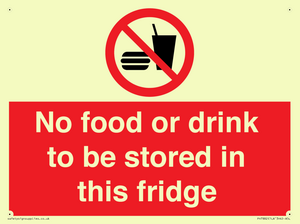 PH7882: No food or drink to be stored in this fridge