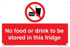 PH7882: No food or drink to be stored in this fridge