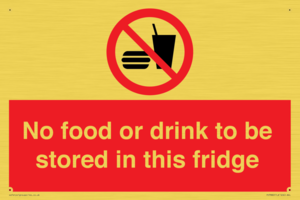 PH7882: No food or drink to be stored in this fridge