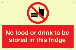 PH7882: No food or drink to be stored in this fridge