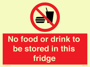 PH7882: No food or drink to be stored in this fridge