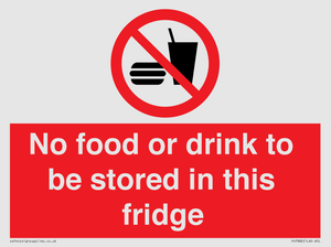 PH7882: No food or drink to be stored in this fridge