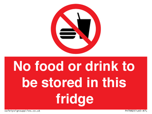 PH7882: No food or drink to be stored in this fridge