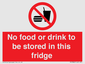 PH7882: No food or drink to be stored in this fridge