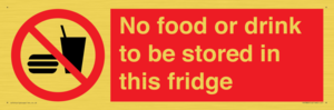 PH7882: No food or drink to be stored in this fridge