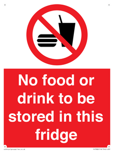 PH7882: No food or drink to be stored in this fridge