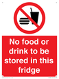 PH7882: No food or drink to be stored in this fridge
