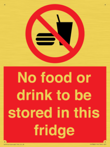 PH7882: No food or drink to be stored in this fridge