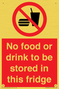 PH7882: No food or drink to be stored in this fridge