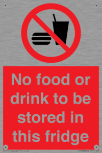 PH7882: No food or drink to be stored in this fridge