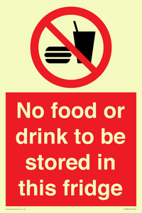 PH7882: No food or drink to be stored in this fridge