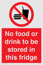 PH7882: No food or drink to be stored in this fridge