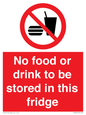 PH7882: No food or drink to be stored in this fridge