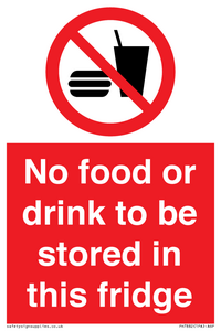 PH7882: No food or drink to be stored in this fridge