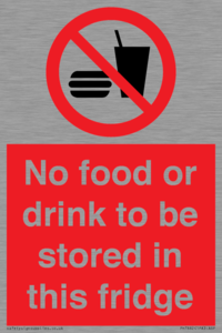PH7882: No food or drink to be stored in this fridge