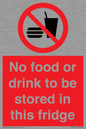 PH7882: No food or drink to be stored in this fridge