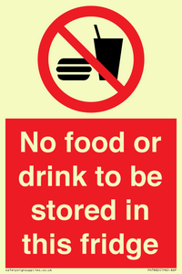 PH7882: No food or drink to be stored in this fridge