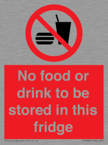 PH7882: No food or drink to be stored in this fridge