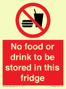 PH7882: No food or drink to be stored in this fridge